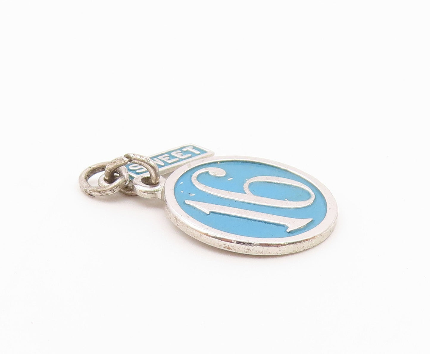 925 Sterling Silver  Vintage Enamel Sweet Sixteen Birthday Pendant  PT18113