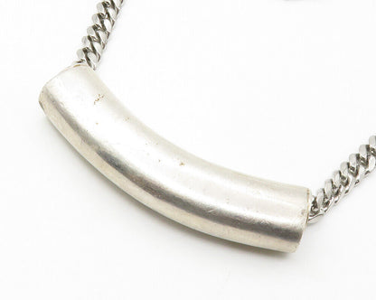 RAGE 925 Sterling Silver - Vintage Curved Pendant Curb Chain Necklace - NE2360