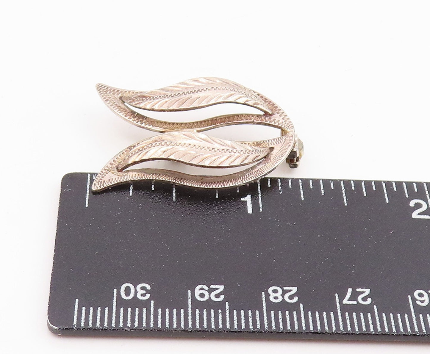 AARRE & KOGH DENMARK 925 Silver Vintage Shiny Floral Leaf Brooch Pin  BP7800