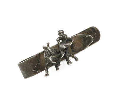 MEXICO 925 Sterling Silver  Vintage Oxidized Bull Fighter Tie Clip  TR2188