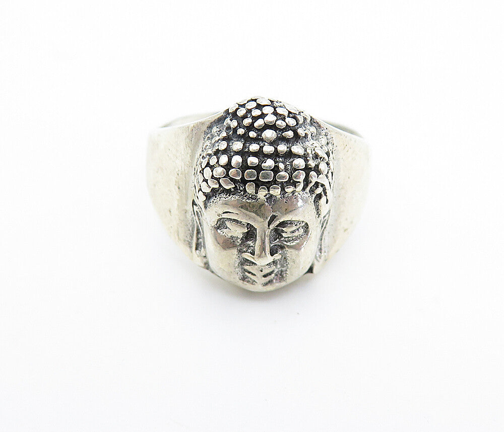 925 Sterling Silver  Shiny Chiseled Face Design Band Ring Sz 7.5  RG8169
