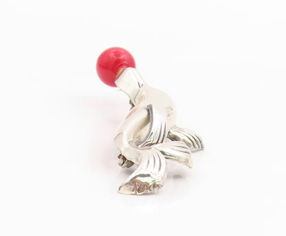925 Sterling Silver Vintage Brooch Pin LANG Circus Seal With Red Ball  BP12442