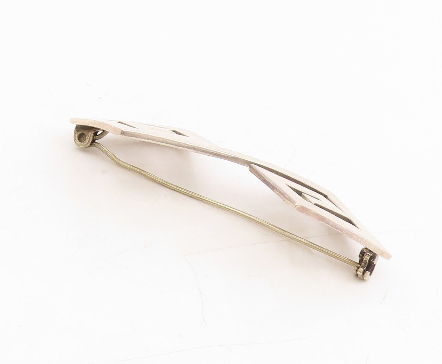 925 Sterling Silver Vintage Brooch Solid Cutout Maze key Design  BP11489