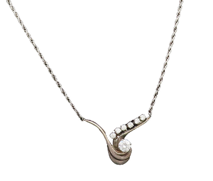 925 Sterling Silver  Vintage Swirl Wrapped Cubic Zirconia Necklace  NE3903