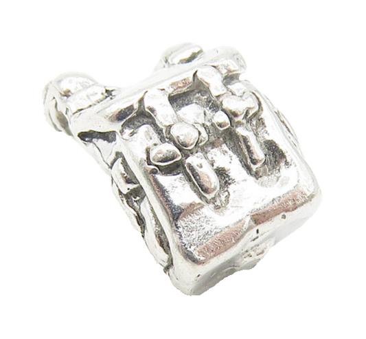 925 Sterling Silver  Vintage Petite Back Pack Motif Shiny Slide Pendant PT9060