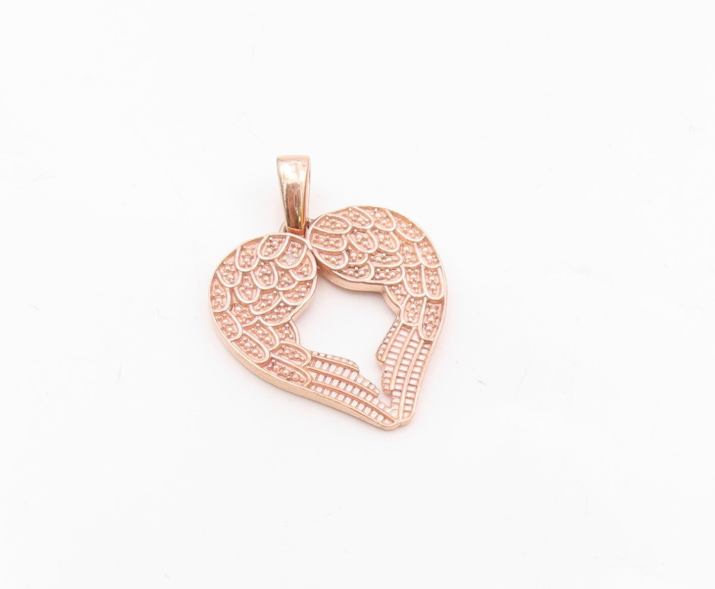 925 Silver  Vintage Genuine Diamond Angel Wings Love Heart Pendant  PT15684