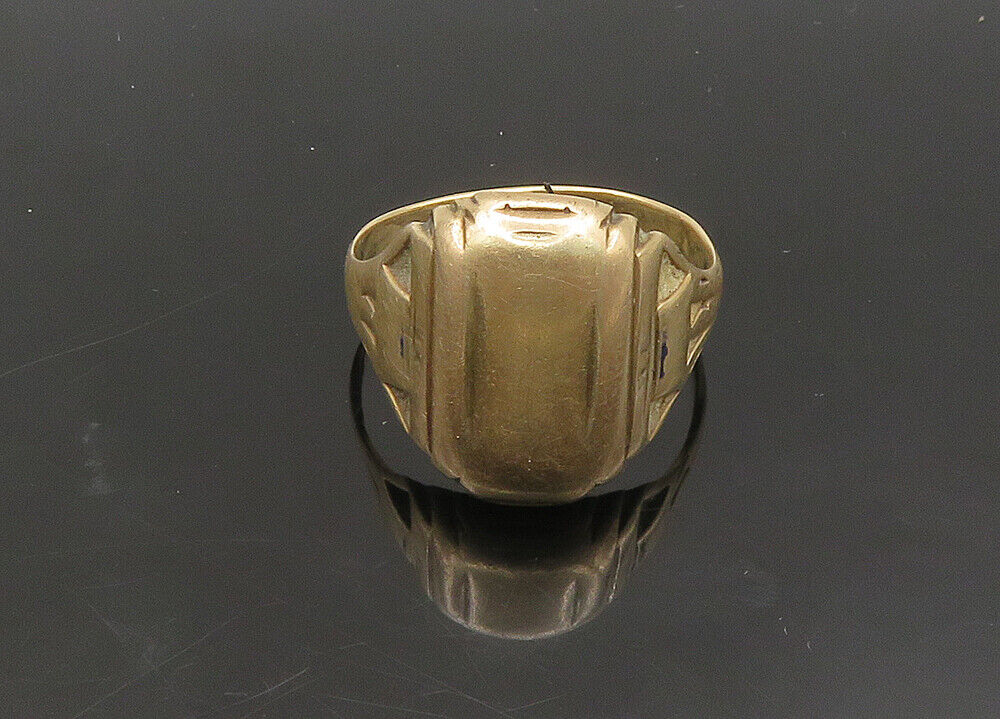 10K GOLD  Vintage Antique Shiny Square Dome Band Ring Sz 10  GR136