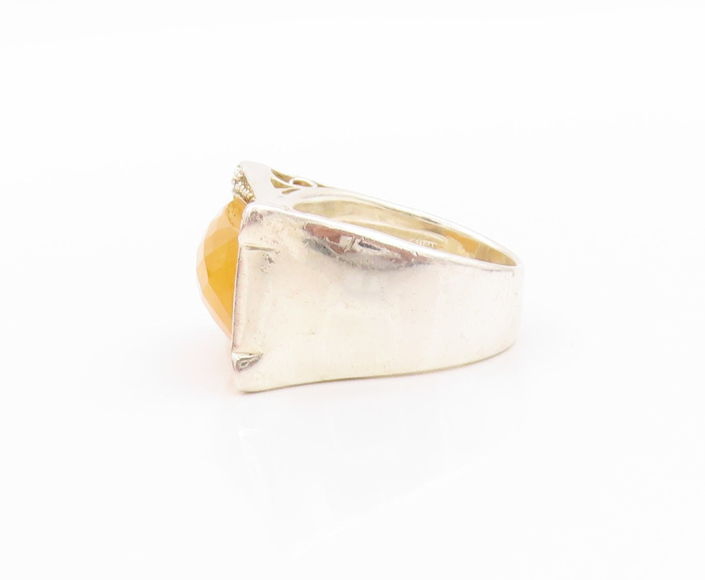 925 Sterling Silver Vintage Ring Modernist Rectangle Gemstone  Sz 7.5  RG32343