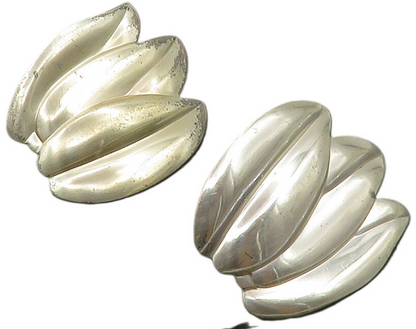 AVON 925 Sterling Silver  Vintage Shiny Floral Leaves Drop Earrings  EG7116