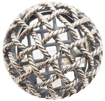 925 Sterling Silver Vintage Ring Round Twisted Rope Woven Net  Sz 9  RG31404