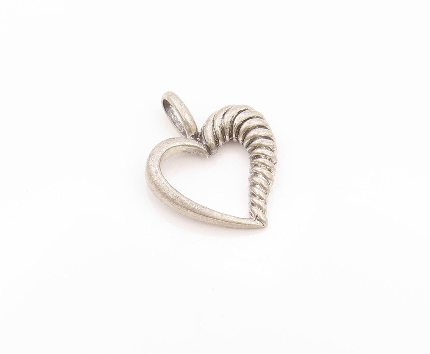925 Sterling Silver Vintage Pendant Dark Tone Roped Cutout Heart  PT24118