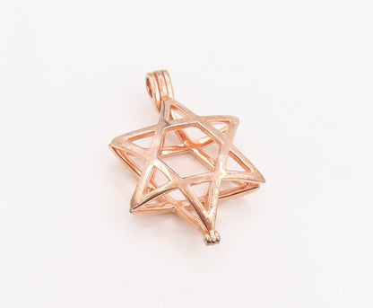 925 Sterling Silver Vintage Pendant Gold Plated Star Of David OPENS  PT25404