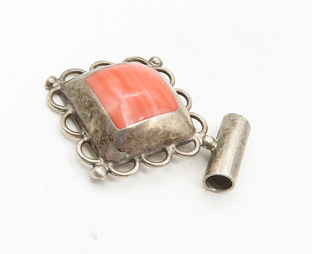 925 Sterling Silver Vintage Rhodochrosite Dark Tone Slide Pendant PT7089