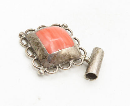 925 Sterling Silver Vintage Rhodochrosite Dark Tone Slide Pendant PT7089