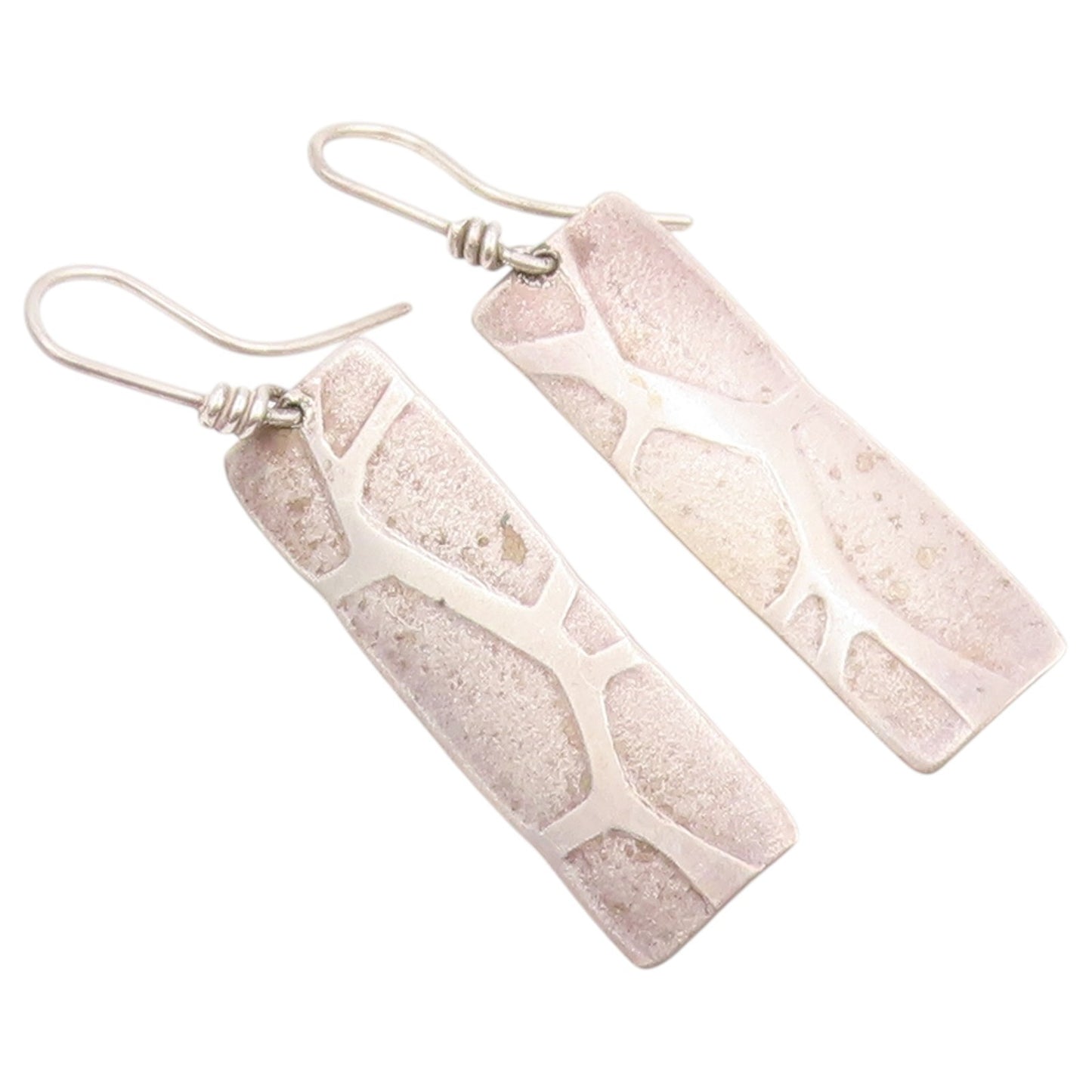 925 Sterling Silver Vintage Earrings Minimalist Rectangular Dangles  EG14470