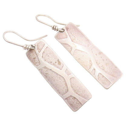 925 Sterling Silver Vintage Earrings Minimalist Rectangular Dangles  EG14470
