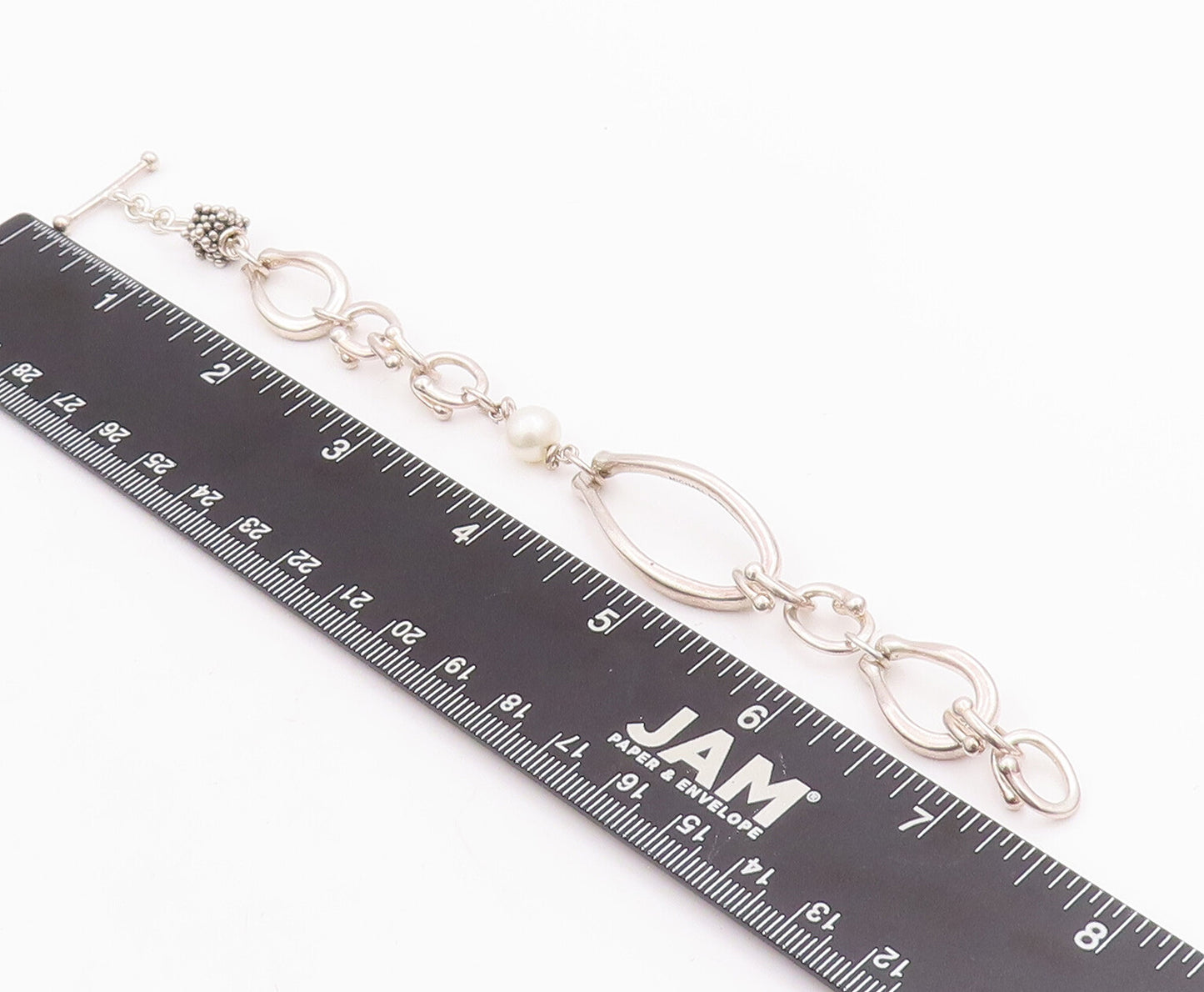 925 Sterling Silver Vintage Bracelet MICHAEL DAWKINS Modernist Pearl   BT10562