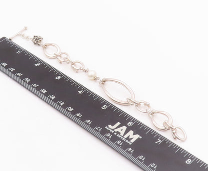 925 Sterling Silver Vintage Bracelet MICHAEL DAWKINS Modernist Pearl   BT10562