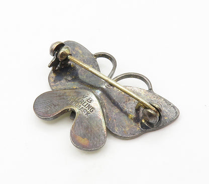 VOLMER BAHNER DENMARK 925 Silver  Vintage Enamel Butterfly Brooch Pin  BP5865