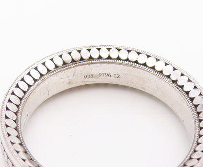 925 Sterling Silver Vintage Ring Geometric Dot Pattern Wide Band  Sz 10  RG34505
