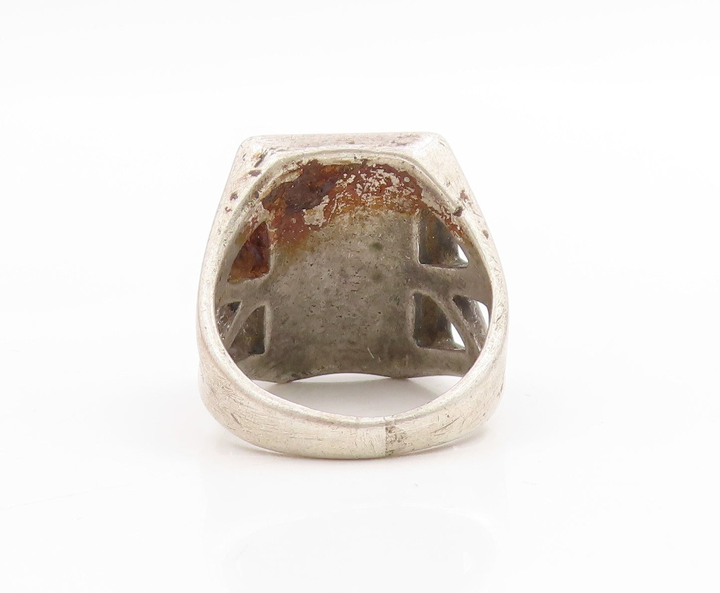 925 Sterling Silver Vintage Ring NAVAJO ZUNI Turquoise Inlay Band  Sz 9  RG34024