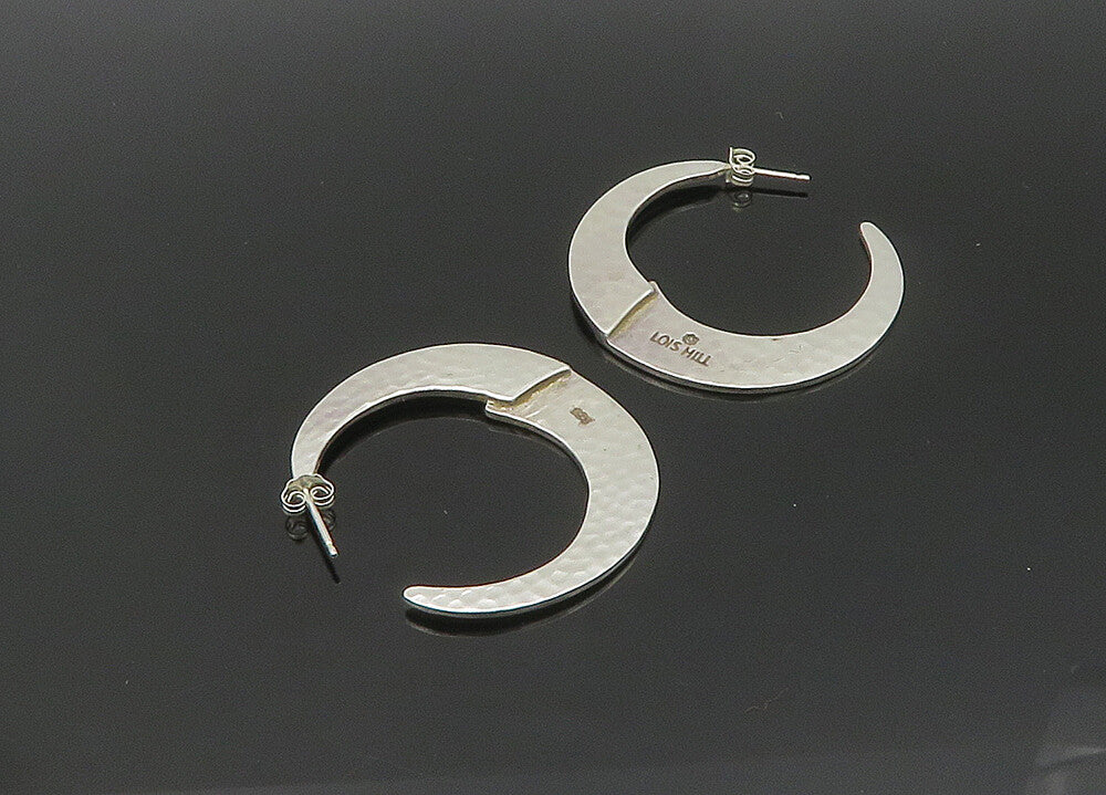LOIS HILL 925 Silver  Vintage Shiny Woven Swirl Design Hoop Earrings  EG10620