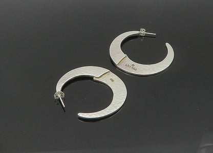 LOIS HILL 925 Silver  Vintage Shiny Woven Swirl Design Hoop Earrings  EG10620