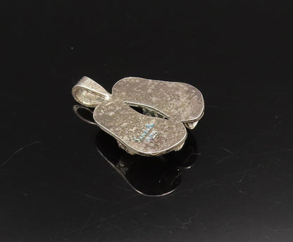 925 Sterling Silver  Vintage Pair Of Toe Loop Sandals Drop Pendant  PT21583