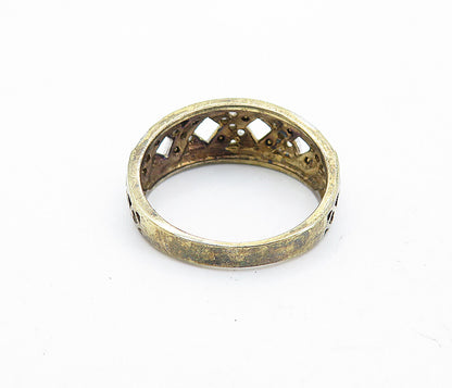 925 Sterling Silver  Vintage Genuine Diamonds X Design Band Ring Sz 7  RG7031