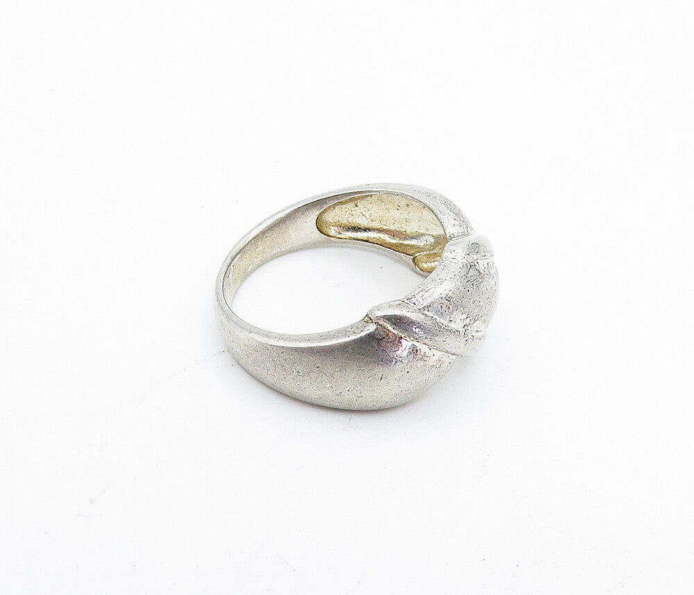MWS 925 Sterling Silver  Vintage Shiny Fluted Detail Band Ring Sz 9  RG4167