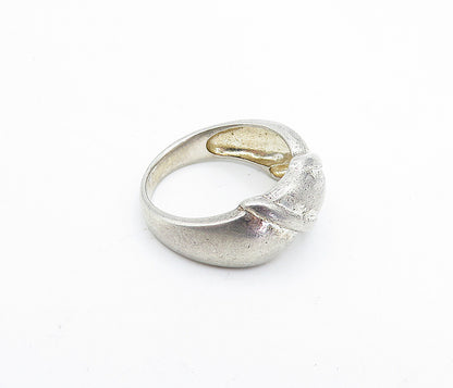 MWS 925 Sterling Silver  Vintage Shiny Fluted Detail Band Ring Sz 9  RG4167