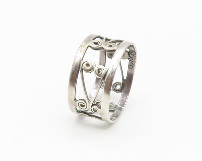 MEXICO 925 Sterling Silver  Vintage Shiny Open Swirl Band Ring Sz 6.5  RG14748
