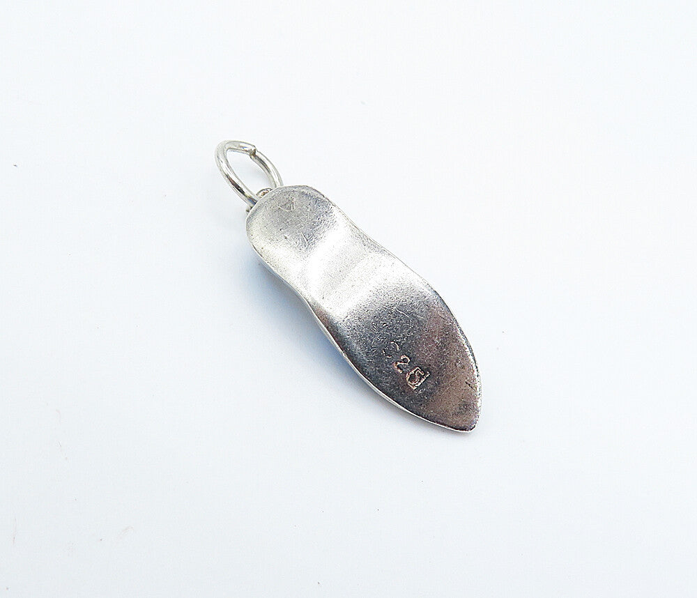 925 Sterling Silver  Genuine Diamond Accent Enamel Shoe Motif Pendant  PT5084