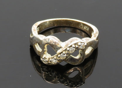 925 Sterling Silver Vintage Topaz Infinity Love Heart Band Ring Sz 9  RG20562