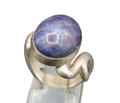 925 Sterling Silver  Vintage Cabochon Sodalite Swirl Bypass Ring Sz 7  RG25003