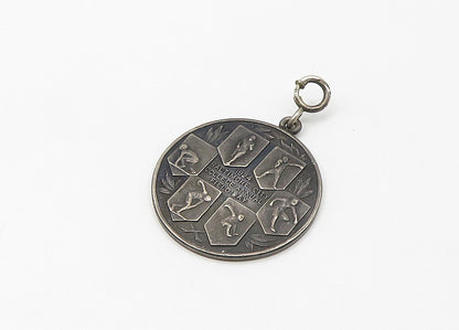 925 Sterling Silver  Vintage Antique Field Day Medallion Pendant  PT17216