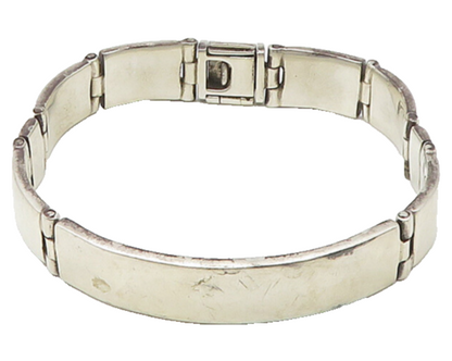 925 Sterling Silver  Vintage Shiny Smooth Bar Hinge Chain Bracelet  BT8533