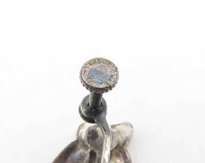 925 Sterling Silver  Vintage Kissing Couple Motif Non Pierce Earrings  EG5597