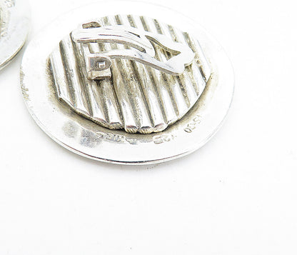 MEXICO 925 Silver  Vintage Round Fluted Detail Non Pierce Earrings  EG2624