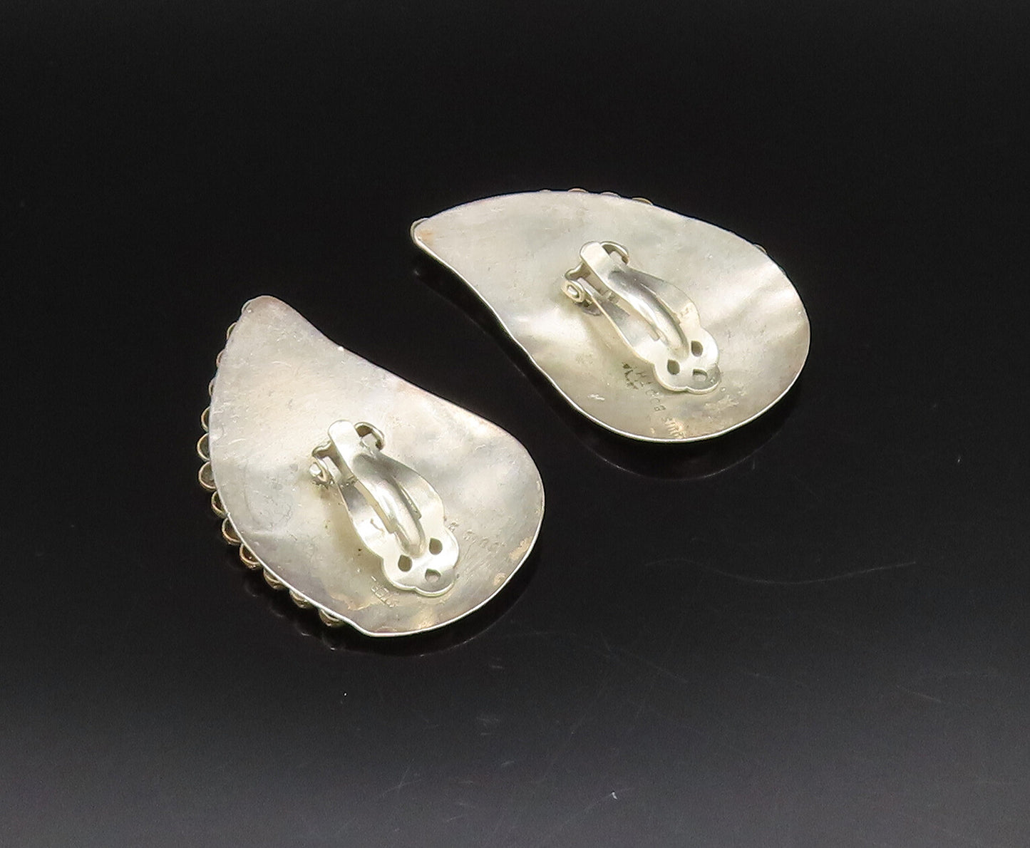 LOUIS BOOTH 925 Silver  Vintage Two Tone Bead Cluster Teardrop Earring EG12241