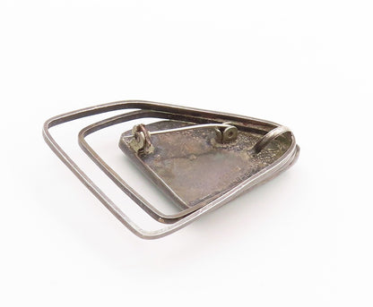 925 Sterling Silver Vintage Brooch ISRAEL Eilat Stone Oxidized Cutout  BP11617