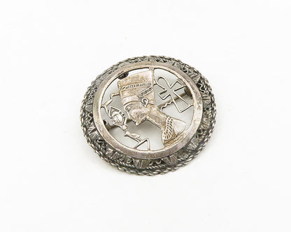MIDDLE EAST 925 Silver  Vintage Egyptian Queen Nefertiti Brooch Pin  BP7563