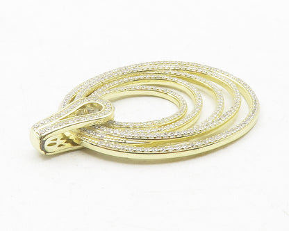 925 Sterling Silver  Topaz Shiny Gold Plated Graduated Ovals Pendant  PT9675