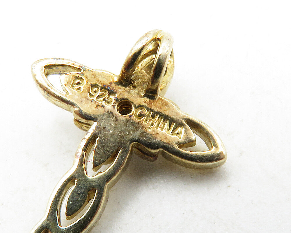 ROSS SIMON 925 Silver  Petite Genuine Diamond Religious Cross Pendant  PT10324