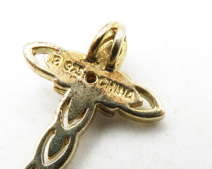 ROSS SIMON 925 Silver  Petite Genuine Diamond Religious Cross Pendant  PT10324