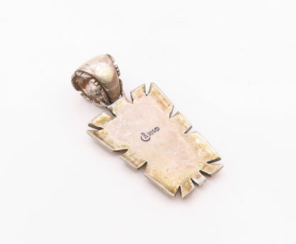 CAROLYN POLLACK 925 Silver  Vintage Shiny Chiseled Border Pendant  PT15794
