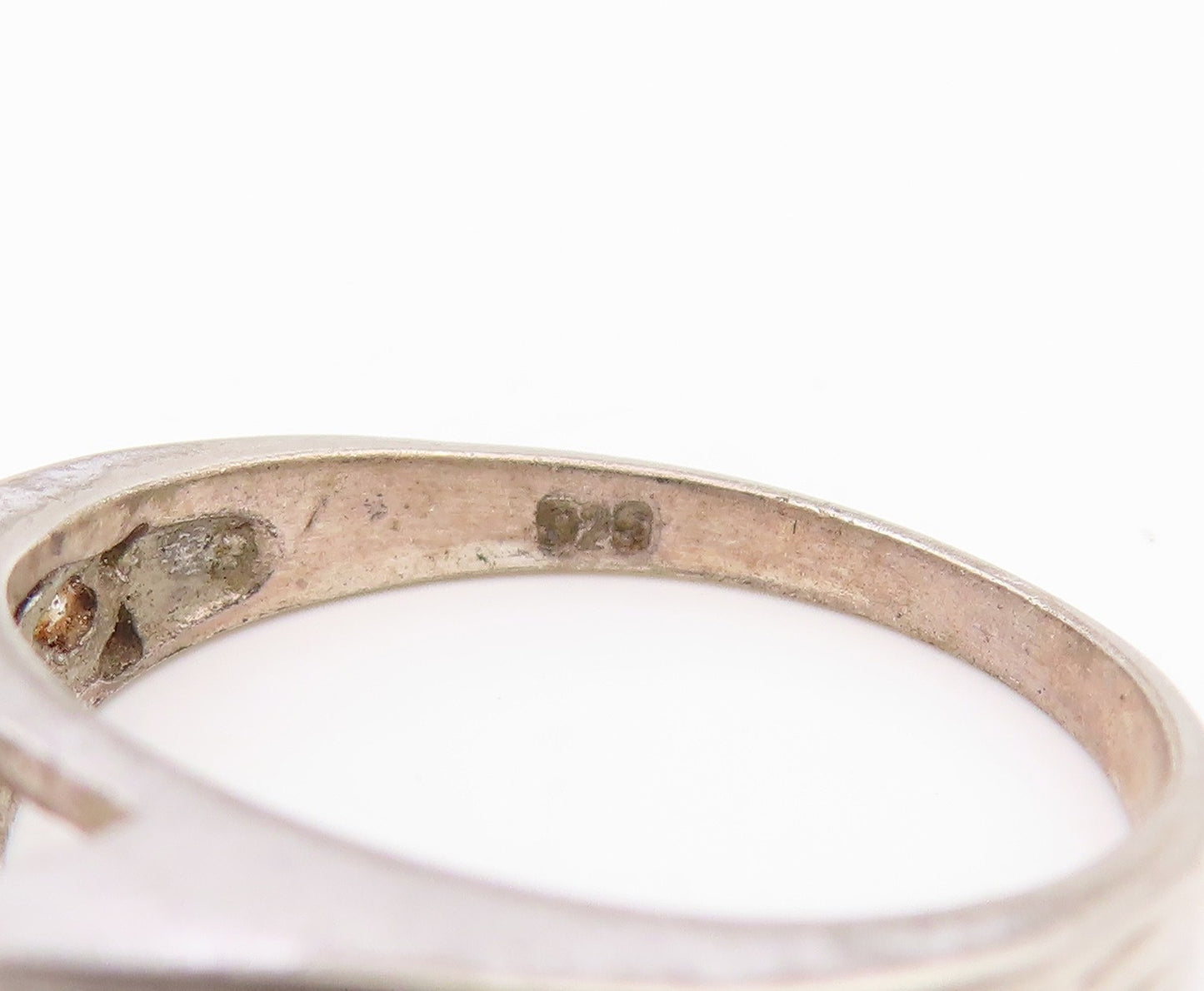 925 Sterling Silver Vintage Ring Classic Pink & White Topaz Band  Sz 7  RG35933