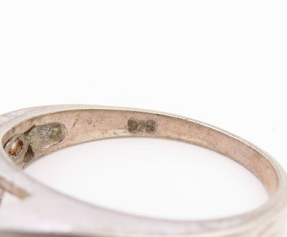 925 Sterling Silver Vintage Ring Classic Pink & White Topaz Band  Sz 7  RG35933