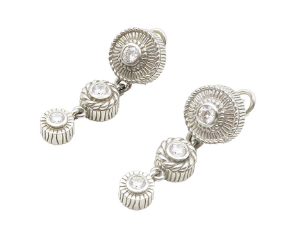 JUDITH RIPKA 925 Silver  Vintage Topaz Graduated Twist Dangle Earrings  EG6774
