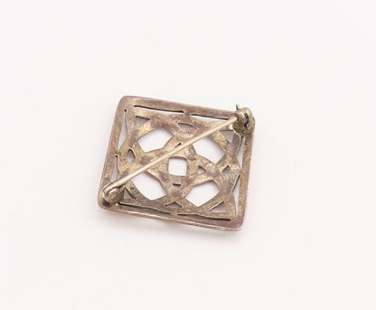 925 Sterling Silver Vintage Brooch Pin Solid Cutout Celtic Knot Square  BP11087